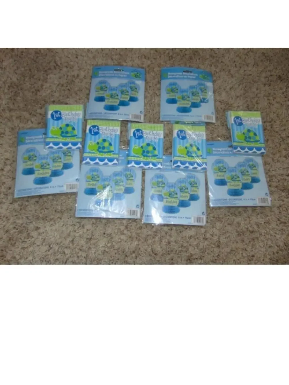 1st Birthday Party Turtle 16 Invites & 18 Table Decorations Turtle Kids Green